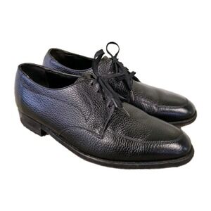 Vintage Florsheim Apron Toe Pebbled Black Leather Derby Men's US 9.5 E Shoes